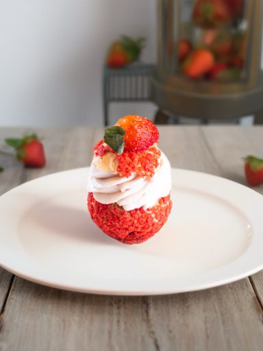 Strawberry Cream Puff Cream Puff with delicious strawberry filling